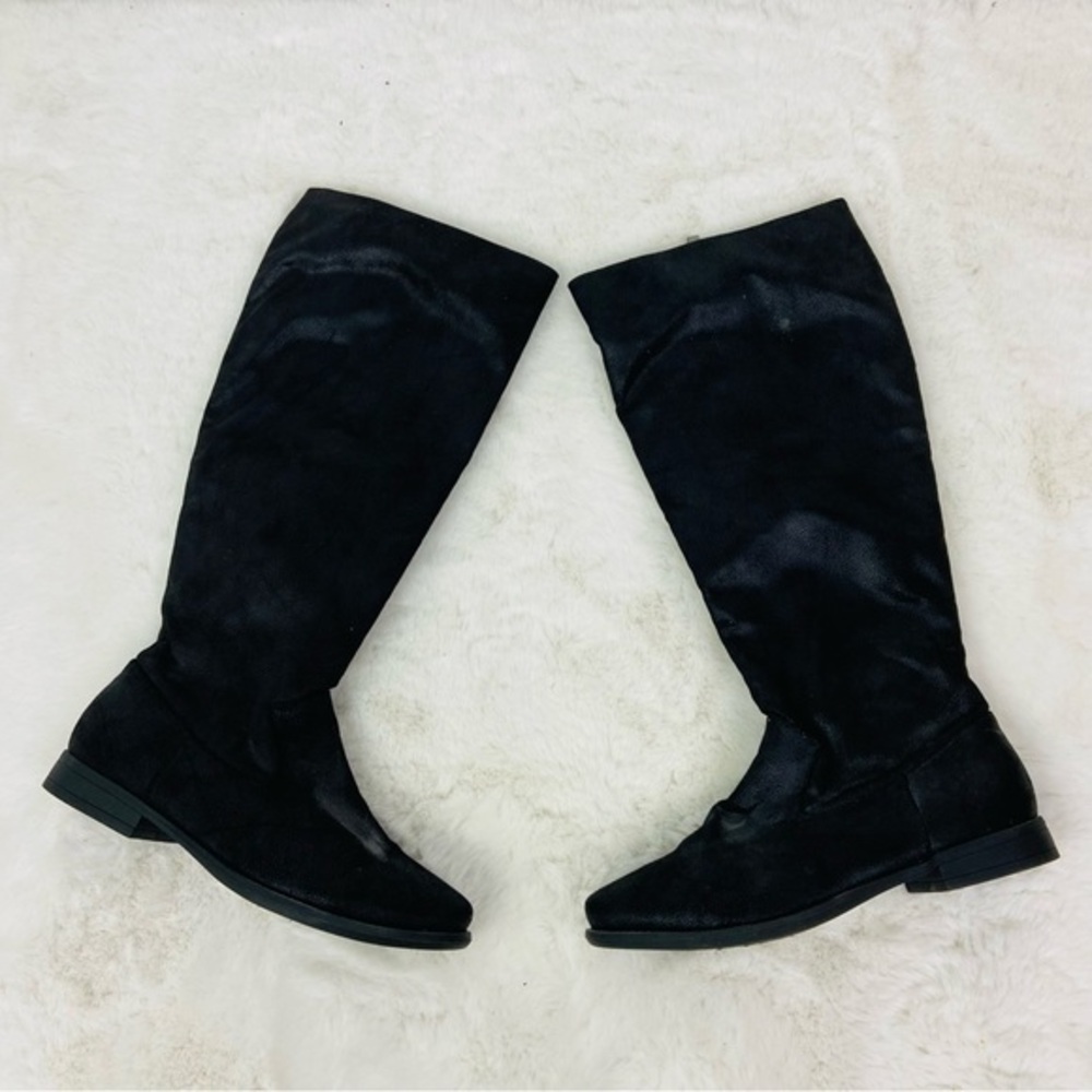 BAMBOO Black faux leather flat Boots size 7.5
